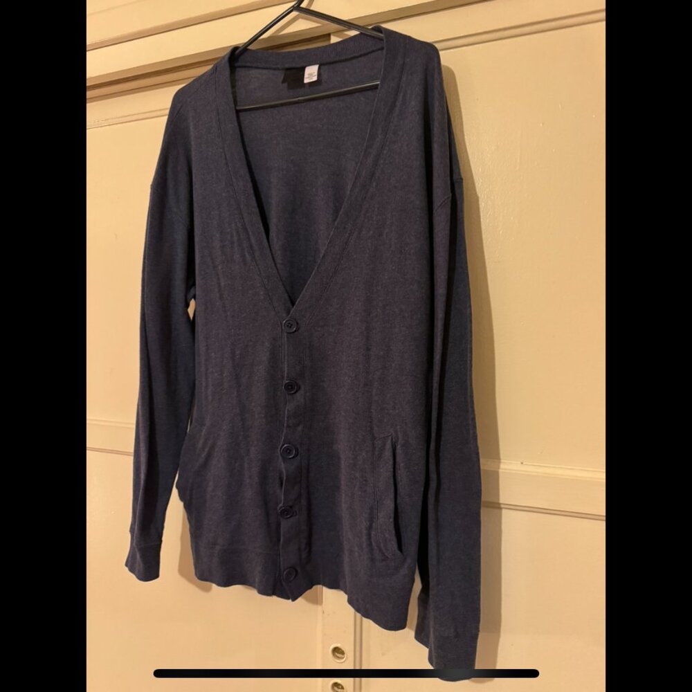 BDG Navy Blue Jersey Cardigan Large (L)